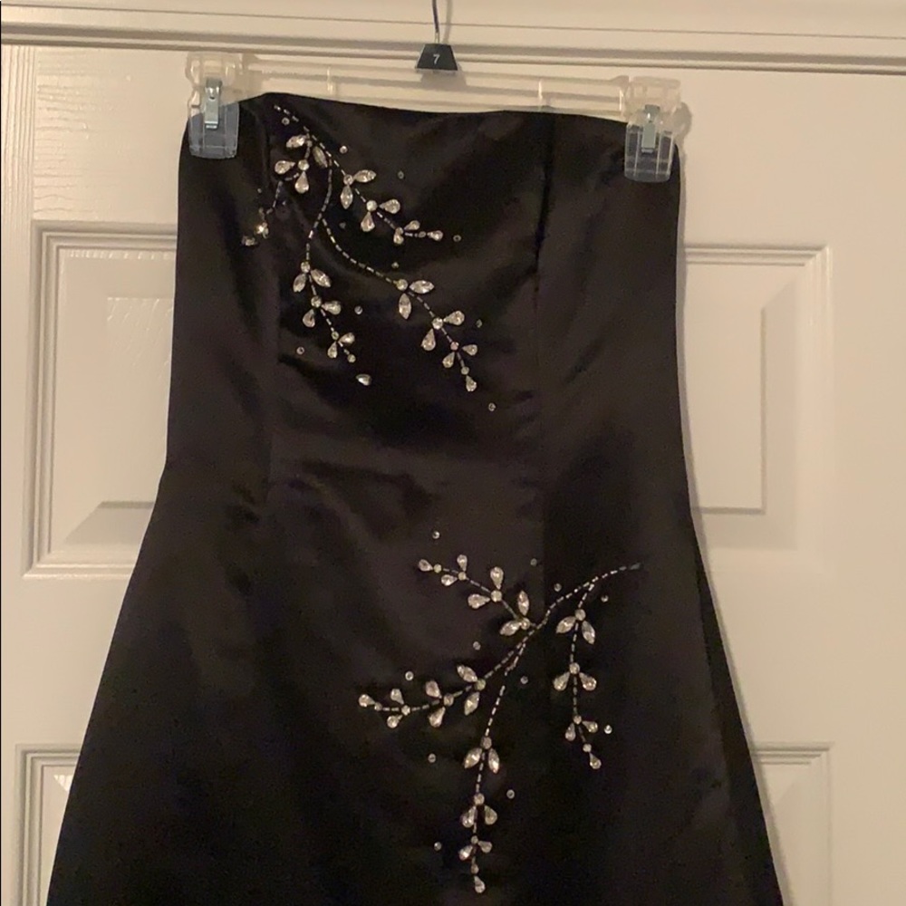 Black strapless evening gown